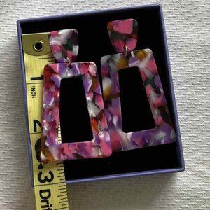 Color Play Box Acrylic Earrings – Bold & Lightweight